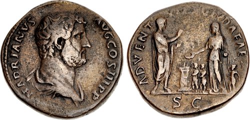 Cng Feature Auction Cng 102 Hadrian Ad 117 138 Ae Sestertius 32mm 24 54 G 6h Travel Series Rome Mint Struck Circa Ad 134 138