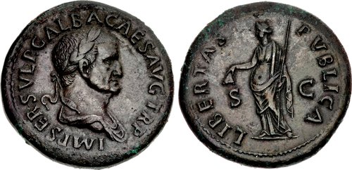 Cng Feature Auction Cng 105 Galba Ad 68 69 Ae Sestertius 35 5mm 26 16 G 6h Rome Mint Struck August October Ad 68