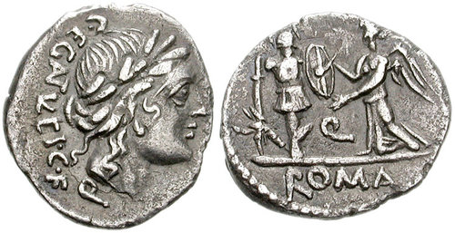 CNG: eAuction 136. C. Egnatuleius C.f. 97 BC. AR Quinarius (16mm 