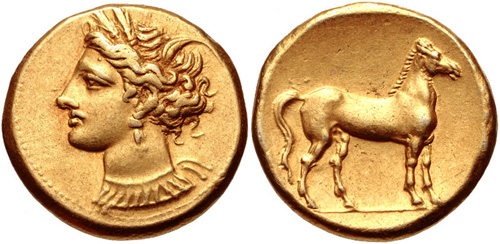 CNG: The Coin Shop. CARTHAGE. Circa 290-270 BC. EL Stater (19mm