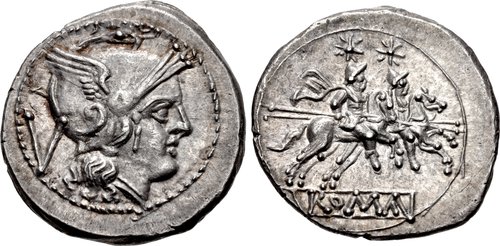 Roman Republic 211-208 BC Jupiter Silver Victoriatus NGC CHMS Fine